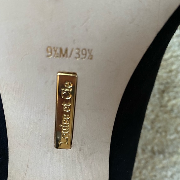 Louise et cie black leather and suede peep toe heels women shoes size 9.5 cute!! - Picture 7 of 11